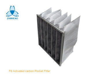F8 Activated Carbon And Synthetic Fiber Media Pocket Air Filter Aluminum Frame V Rigid Type