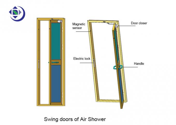 2 Side Blowing 1.2mm SUS304 Air Shower Room With Swing Doors 7