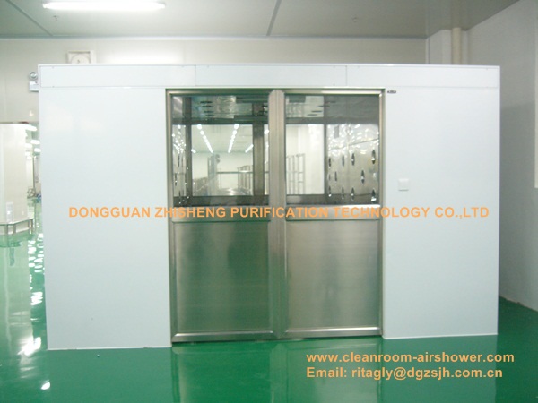 Cargo CleanRoom Air Shower With Width 1600mm Automatic Double - Leaf Sliding Doors 0