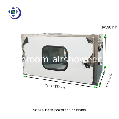 SS316 Clean Room Pass Through Box / Transfer Hatch No Filtration