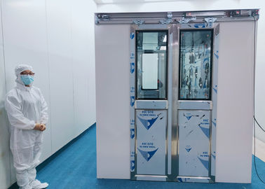 100 Class Cleanroom Air Shower With Auto Double Leaf Sliding Doors