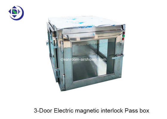 L Type Doors Electric Interlock 304 Stainless Steel Pass Box For Cleanroom