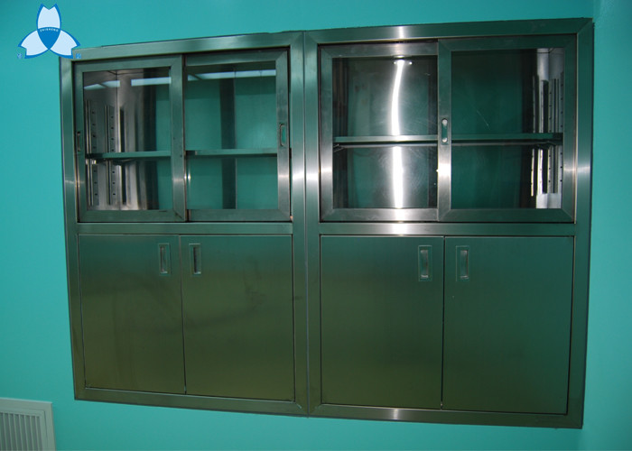 Drug Storage Hospital Air Filter Stainless Steel Medical Cabinets With Manual Sliding Half Glass Door