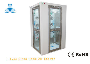 Single Person Cleanroom Air Shower With 90 Degree Corner Doors , 800W Blow Power