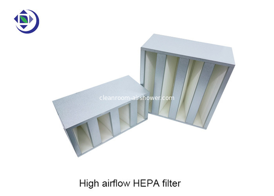 High Aiflow H13 H14 4V Compact HEPA Filter With Galvanized Frame