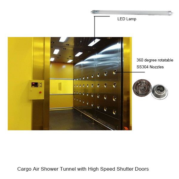 depth 4000mm Full Stainless Steel 304 Space-Saving  Industrial Air Shower Tunnel With 1.5kw Fast Speed Shutter Doors 2