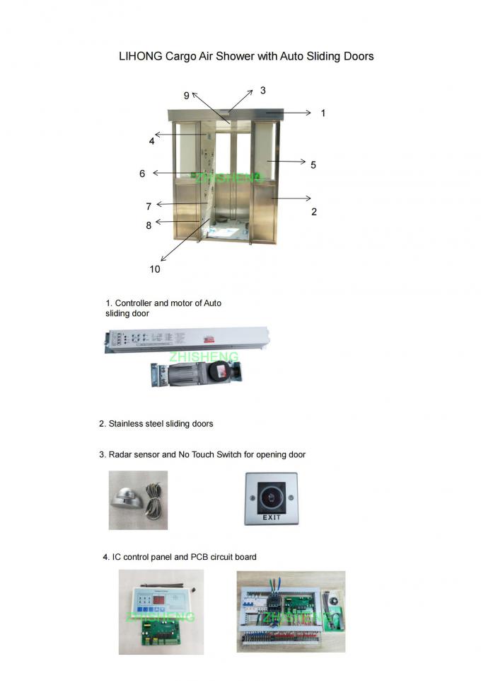Hide Double-leaf Stainless steel auto sliding doors Large Air Shower Tunnel for materials for class 100 clean room 0
