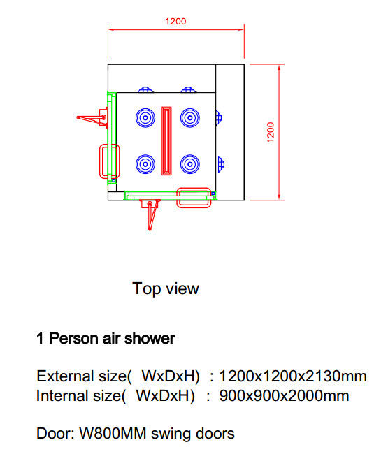 Personal Cleanroom Air Shower With Two-side Blowing for one person, automatic working 4
