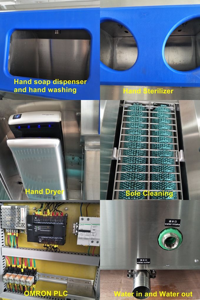 Hygiene Station, SS304  Shoe Sole Cleaning/Hand Washer/Hand Disinfection for Food factory 1