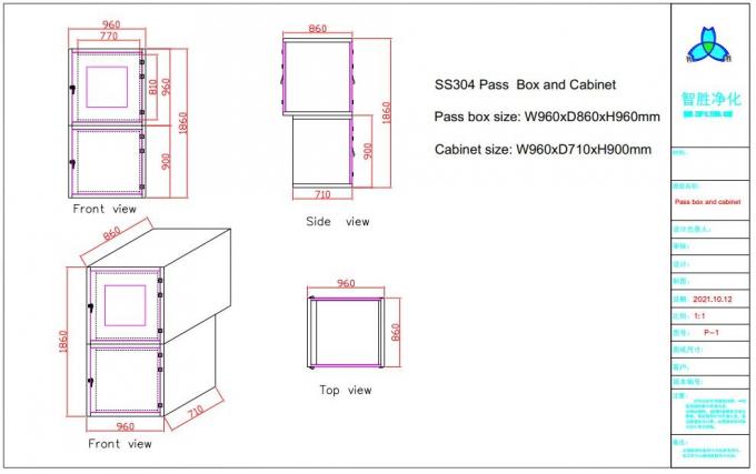 SS304 Air Shower Pass Box For Cleanroom With Mechanical Interlock 2
